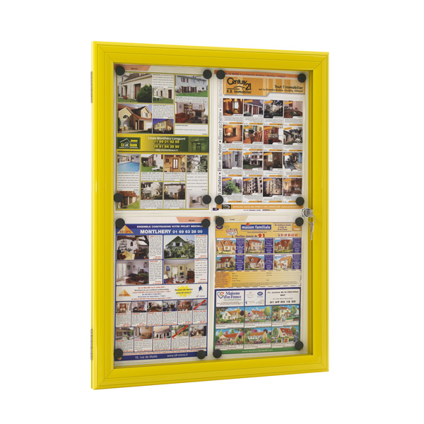 VITRINE Visual-Displays Etanche 4 Feuilles JAUNE