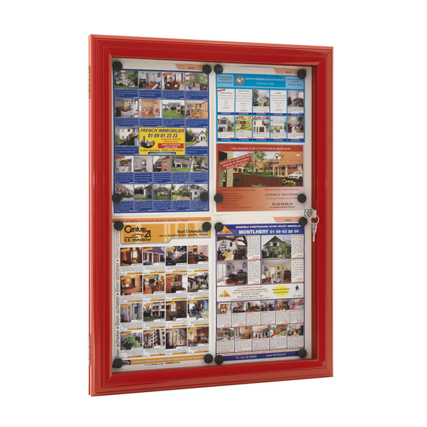 VITRINE Visual-Displays Etanche 4 Feuilles ROUGE