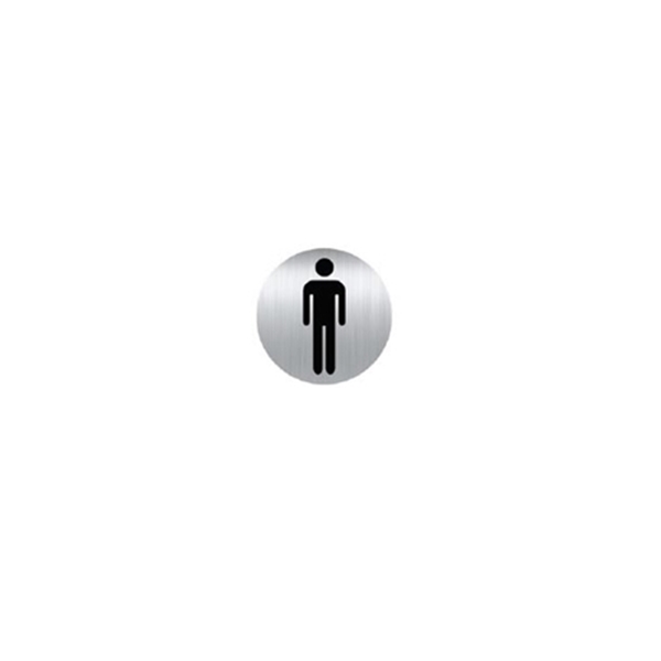 Plaque Picto Alu Rond 80 mm Toilettes HOMMES (Palu 4)