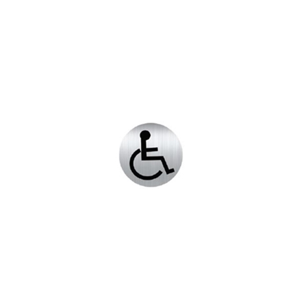Plaque Picto Alu Rond 80 mm Toilettes HANDICAPES (Palu 6)