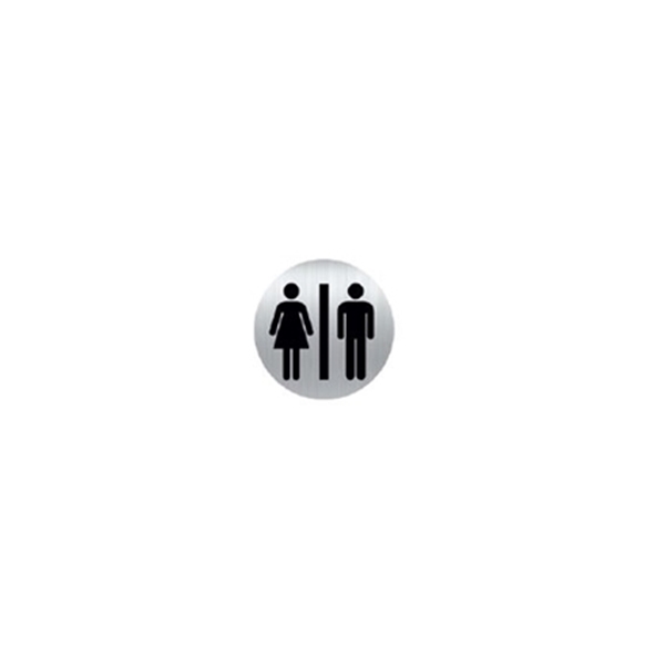 Plaque Picto Alu Rond 80 mm Toilettes HOM/FEM (Palu 7)
