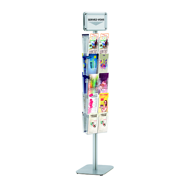 Présentoir Brochures Cristal 20 x 1/3A4 + 2 x Cadres A5