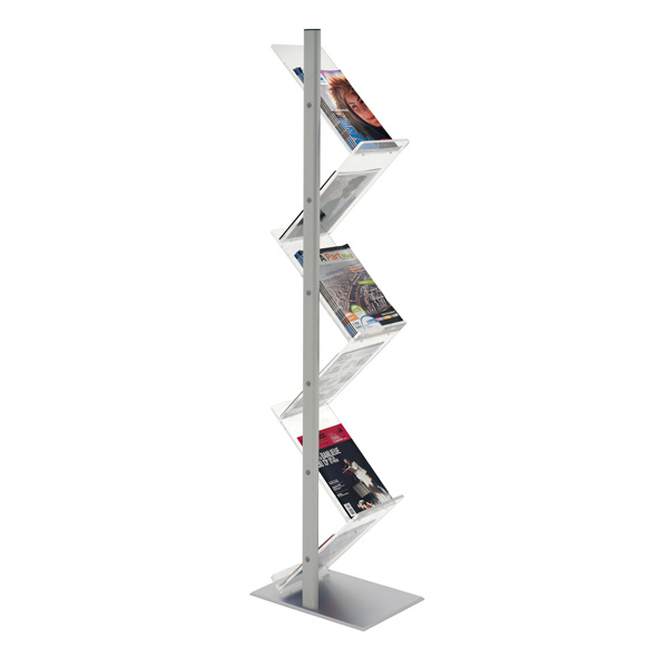 Présentoir Brochures ZIG-ZAG alu-cristal  6 x A4 (2 colis)