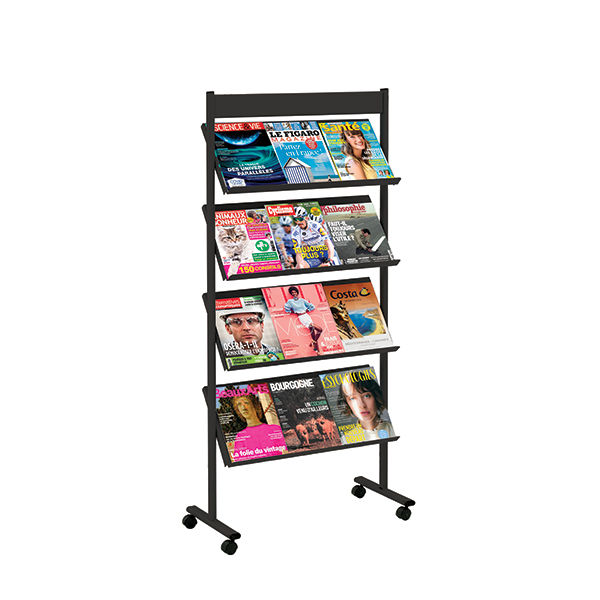 Brochure Displays Mobile 4  étagère 66 cm NOIR