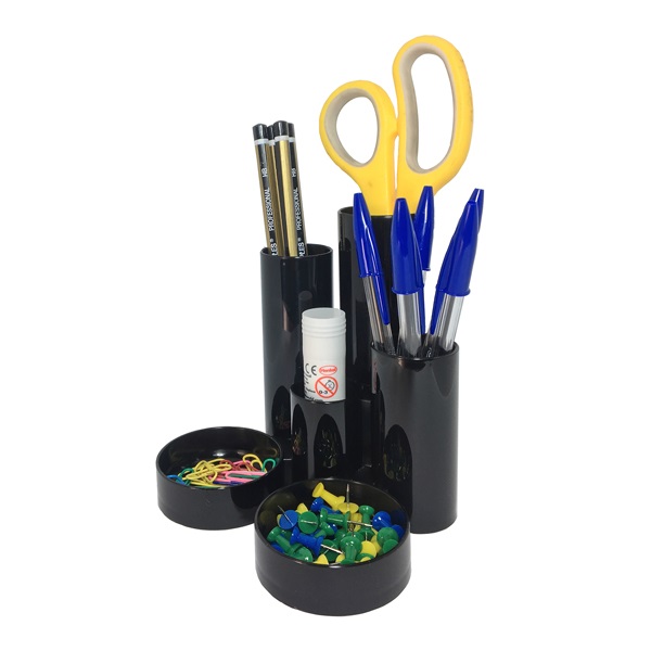 Multi-Pot à crayons et Stylos plastique noir