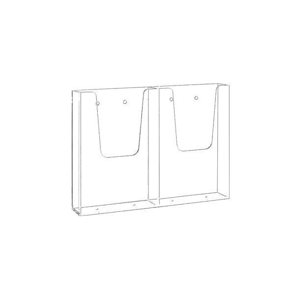 Porte Brochure  Mural  Classique 2 cases 1/3A4 (2xL.10.6 cm)
