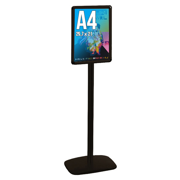 Porte- Message Cadro-Clic 2 Faces A4/Pied 158 cm NOIR