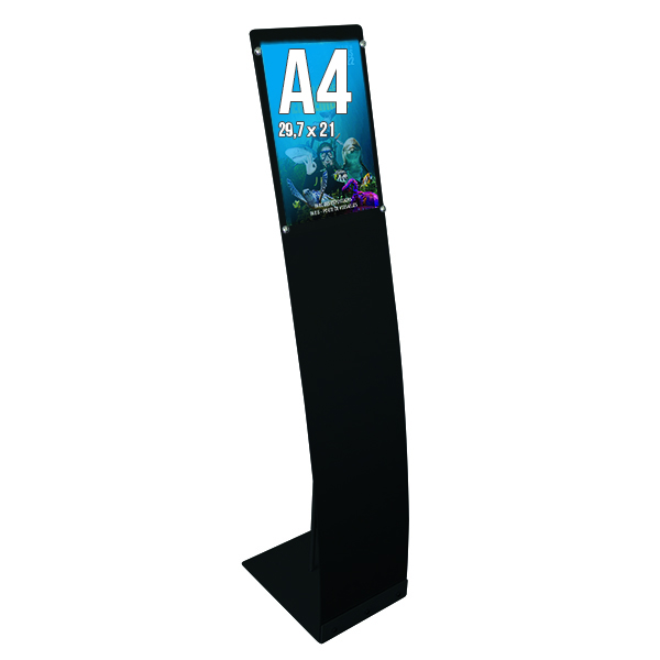 Porte-visuel A4 arc alu 115 cm noir