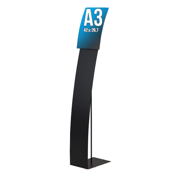 Porte-Visuel Signalétique A3 Black-Line NOIR H.150xL.24 cm