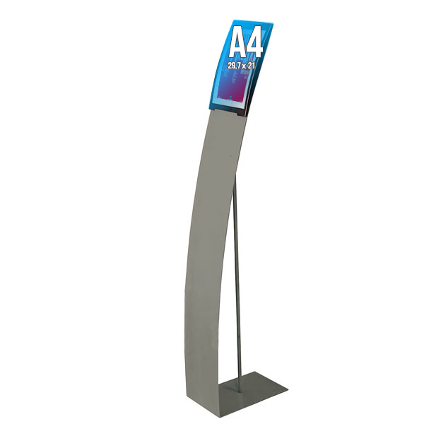 Porte-Visuel Signalétique A4 Black-Line GRIS H.150xL.24 cm