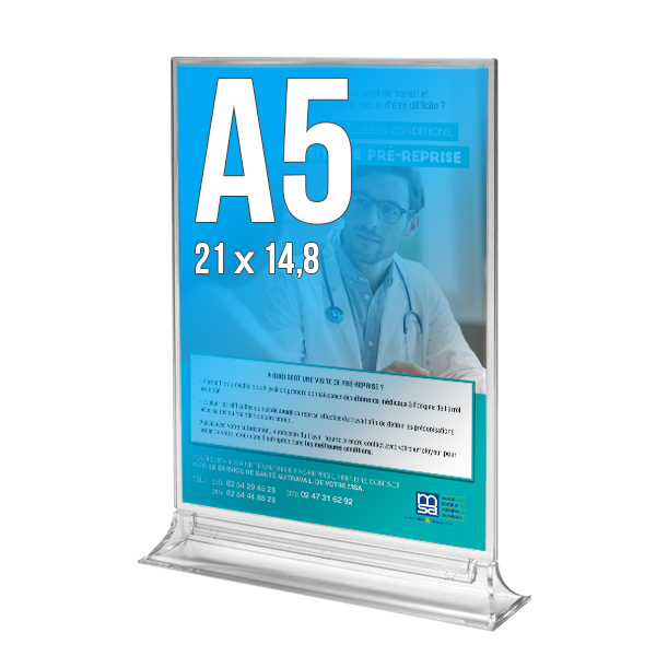 Porte-Visuel Comptoir "Premium"  A5 / socle