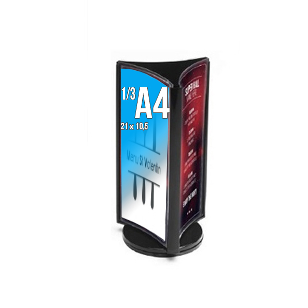 Tourniquet Porte-visuels 3 faces 1/3 A4 comptoir