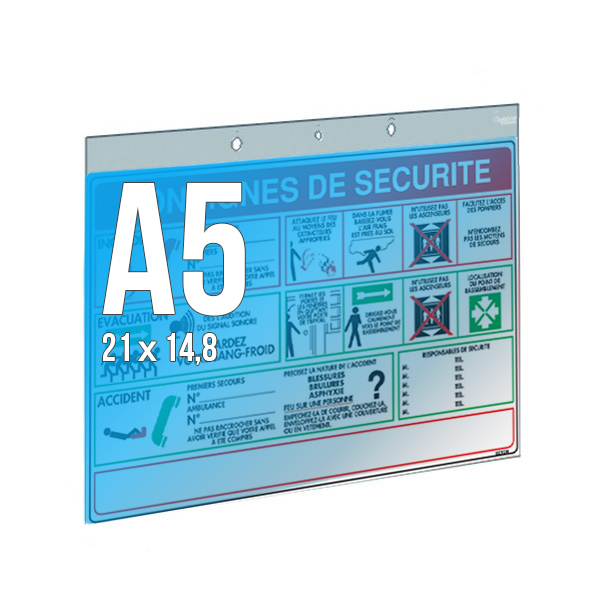 Porte-Visuel MURAL Horizont. A5 (148x210mm) 4125/3 perfo.