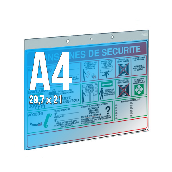 Porte-Visuel MURAL Horizont. A4 (210x297mm) 4124/3 perfo.
