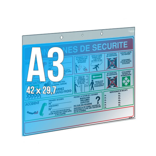 Porte-Visuel MURAL Horizont. A3 (297x420mm) 4123/3 perfo.