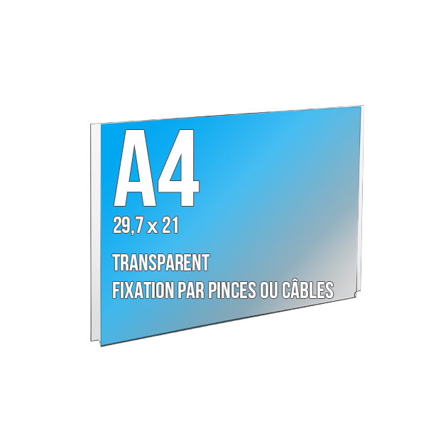 PORTE-AFFICHE CABLES A4 Horizontal