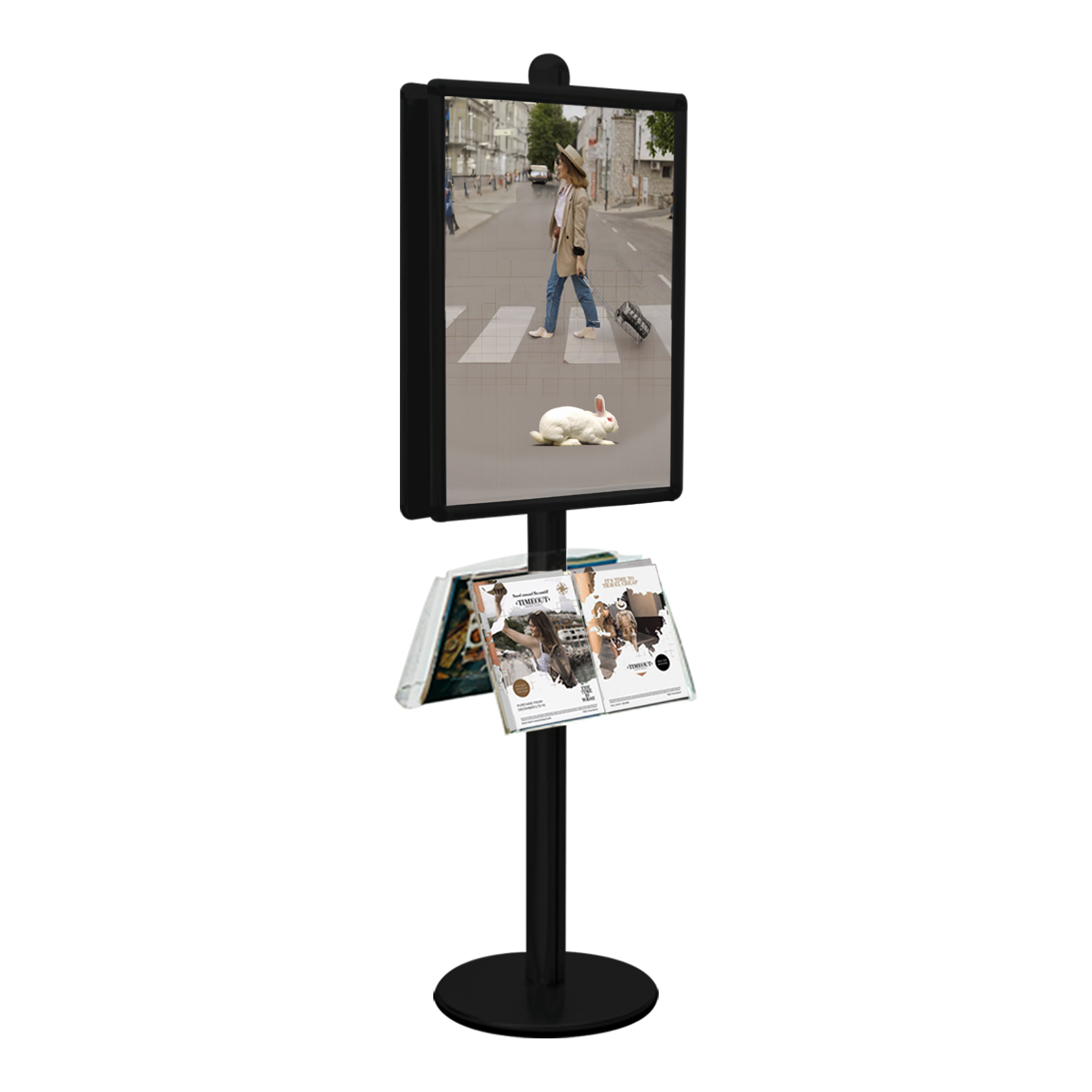 Présentoir Visual-Displays® NOIR D.B 2 cadres 60x80 + 2 étagères Plexi