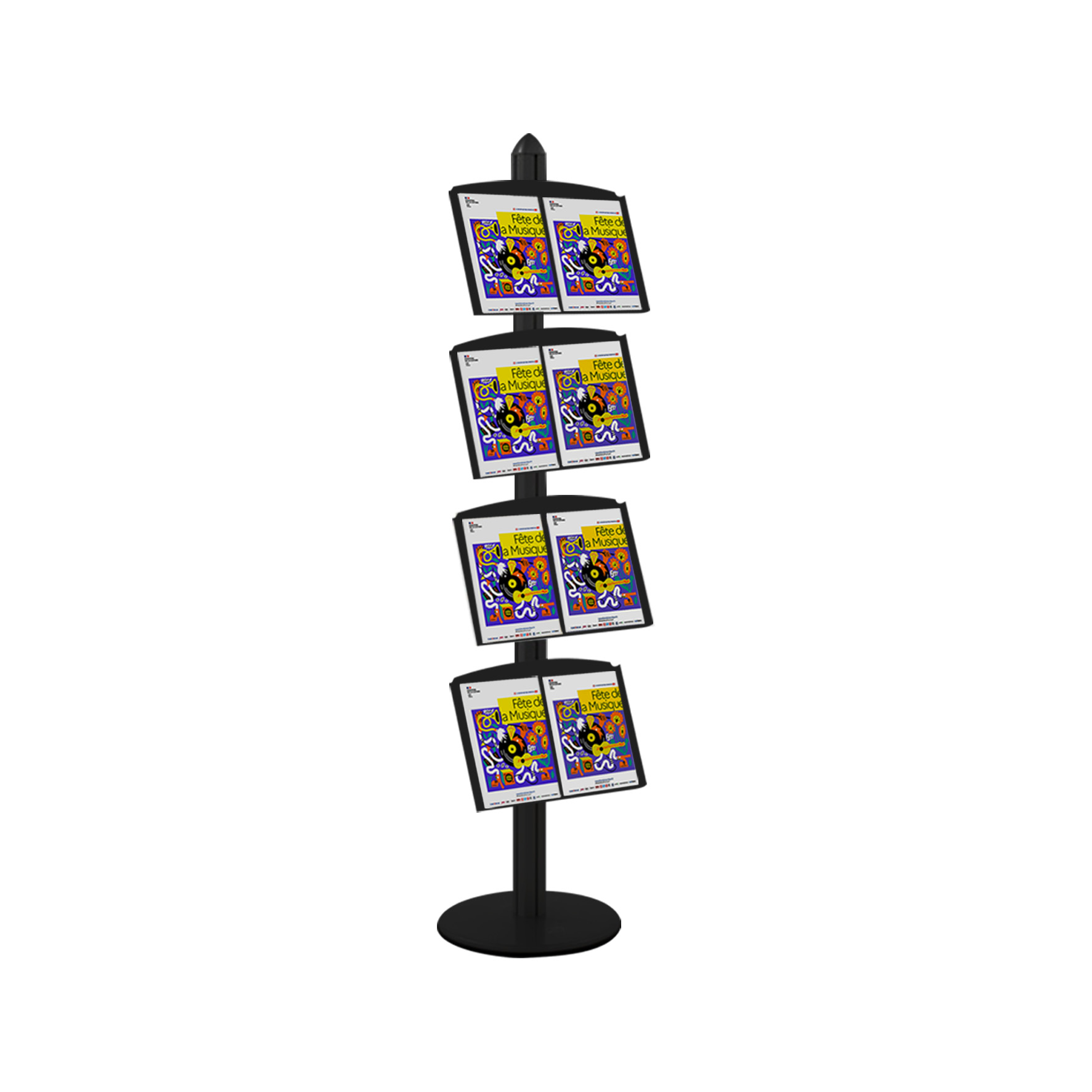 Présentoir Noir Visual-Displays 4  x  Etagères METAL Noir Inclinées