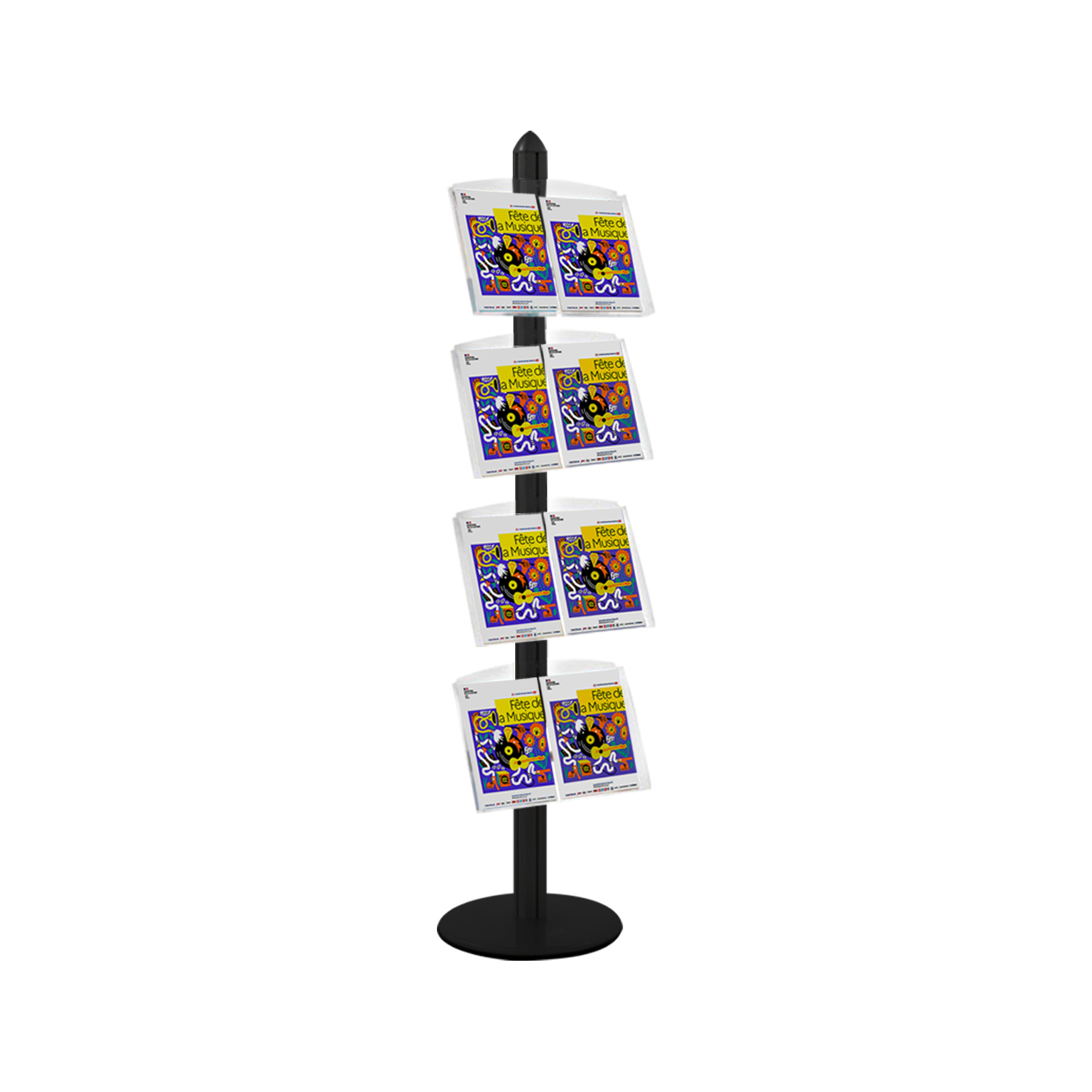 Présentoir Visual-Displays Noir 4  x  Etagères Plexi Inclinées
