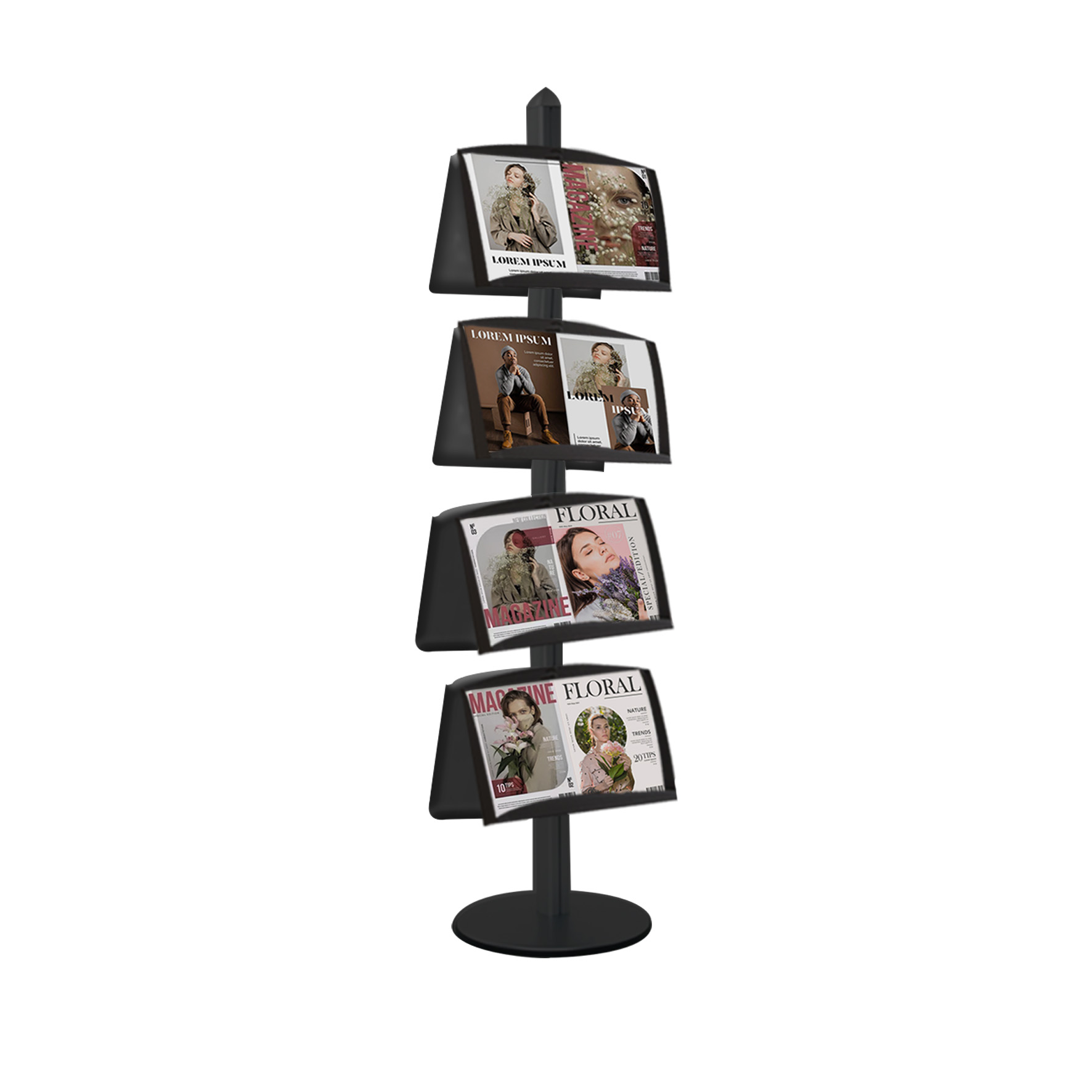 Présentoir Noir Visual-Displays 2 Faces  8  x Etagères METAL Inclinées