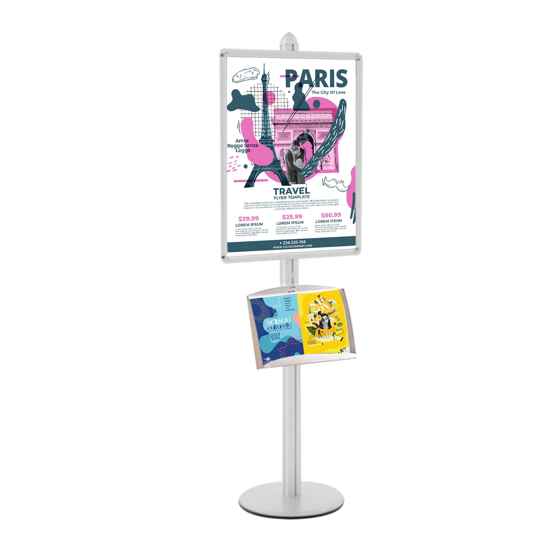 Présentoir Visual-Displays Cadre 80x60cm + 1  Etagère METAL Inclinée