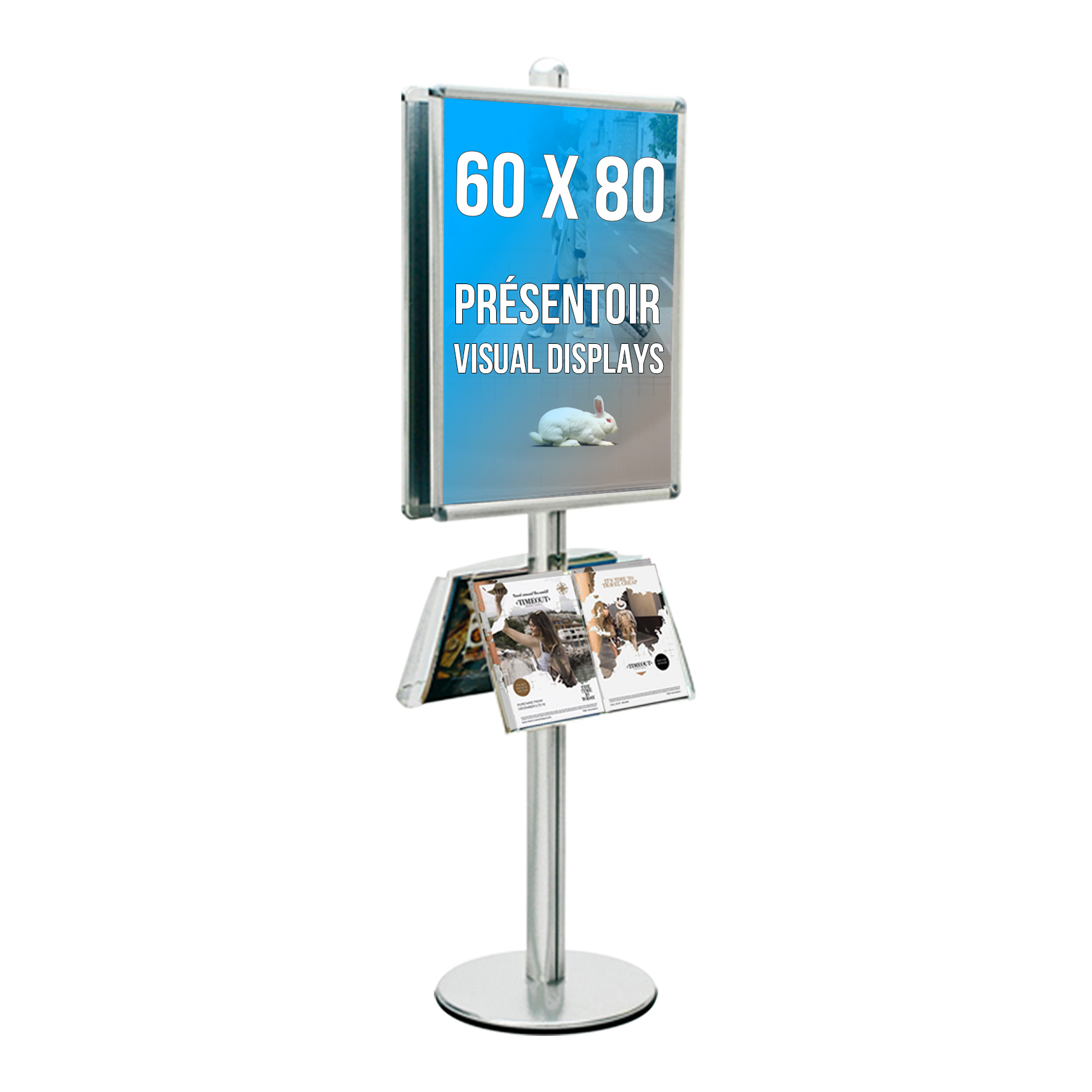 Présentoir Visual-Displays 2 F. 2 cadres 80x60 cm + 2 Etag Plexi 