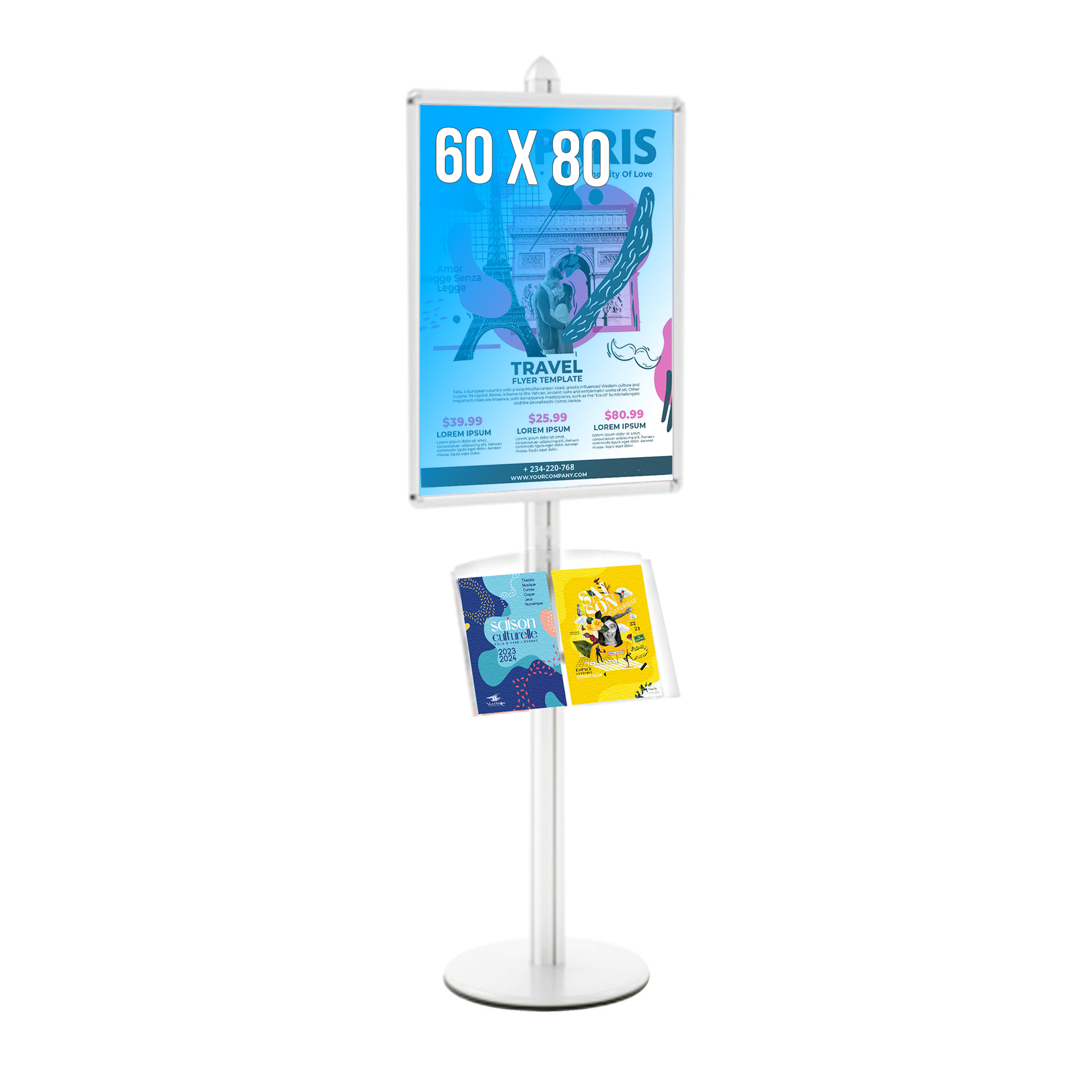 Présentoir Visual-Displays Cadre 80x60cm + 1  Etagère Plexi Inclinée