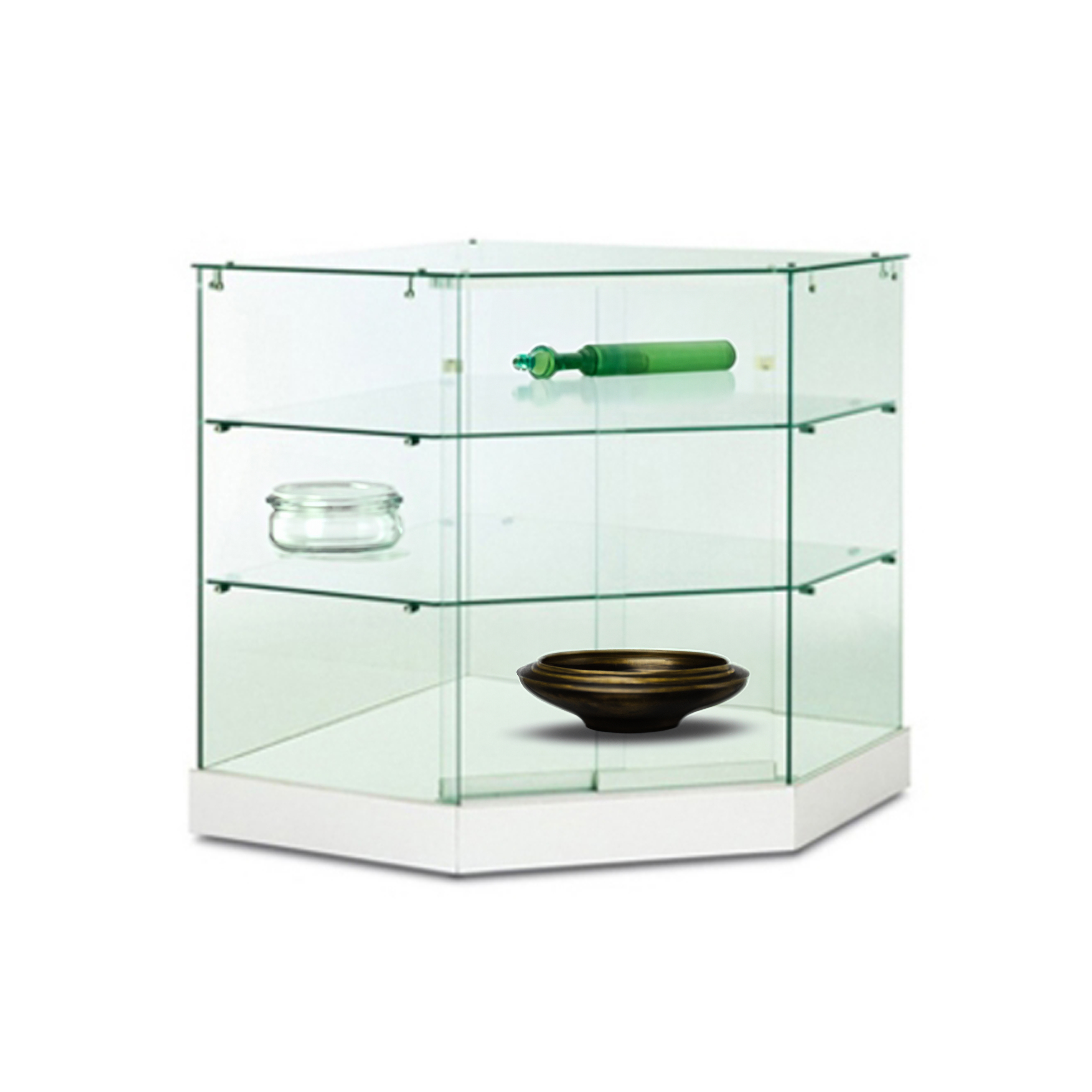 VITRINE ANGLE BLANCHE H95cm  P47cm
