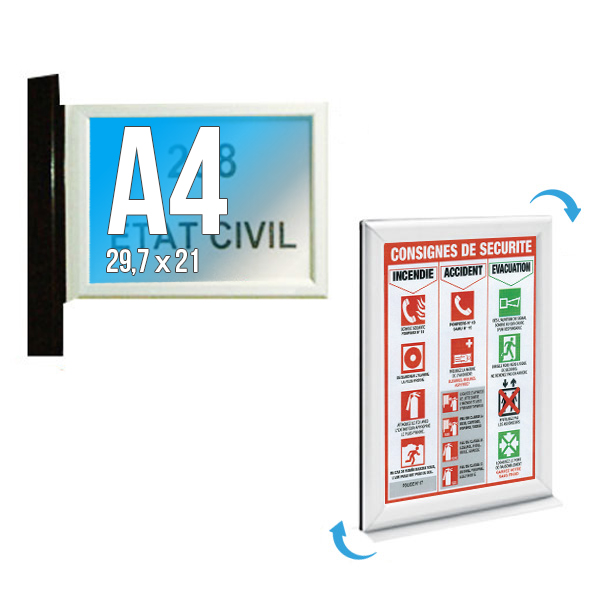 Porte-Visuel Signa. double-face A4 socle 23 cm