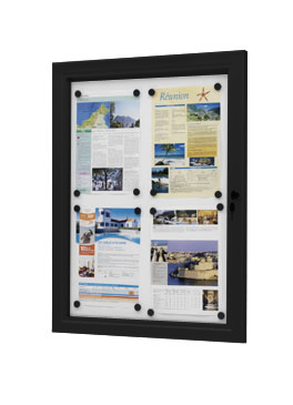 VITRINE Extérieure fond Métal 4 x A4 Noire RAL 9005