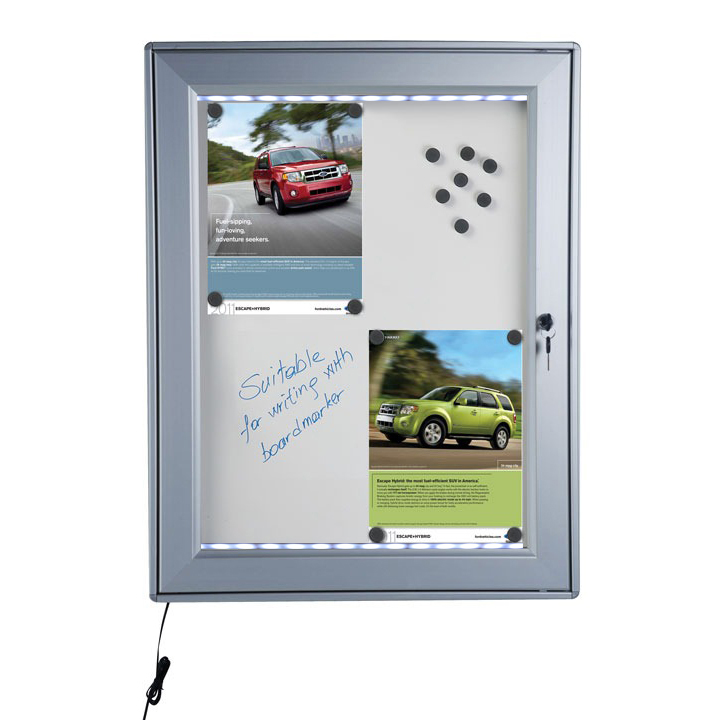 Vitrine LED Intérieur/Exterieur fond métal 4 feuilles A4