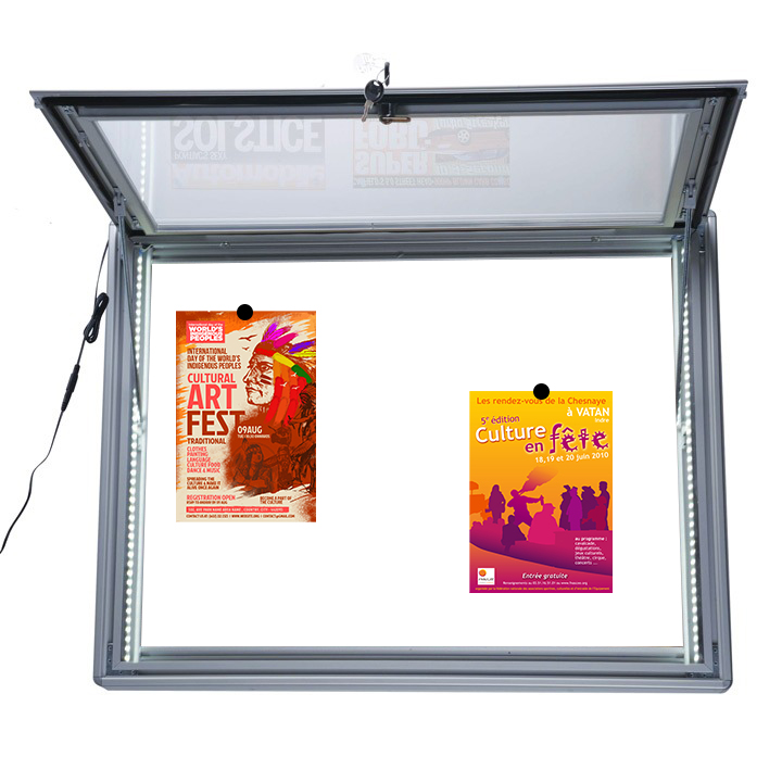 Vitrine LED Intérieur/Exterieur fond métal 9 feuilles A4