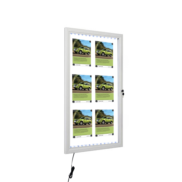 Vitrine LED Intérieur/Extérieur fond métal 6 feuilles A4