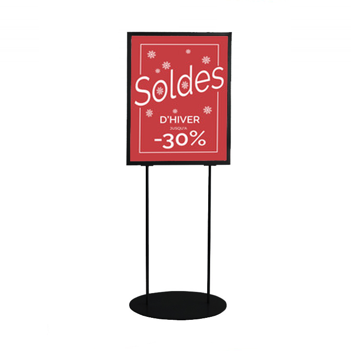 Porte Affiche/Message sur Pied Ovale A2 NOIR Info-Displays