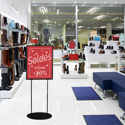 Porte Affiche/Message sur Pied Ovale A2 NOIR Info-Displays