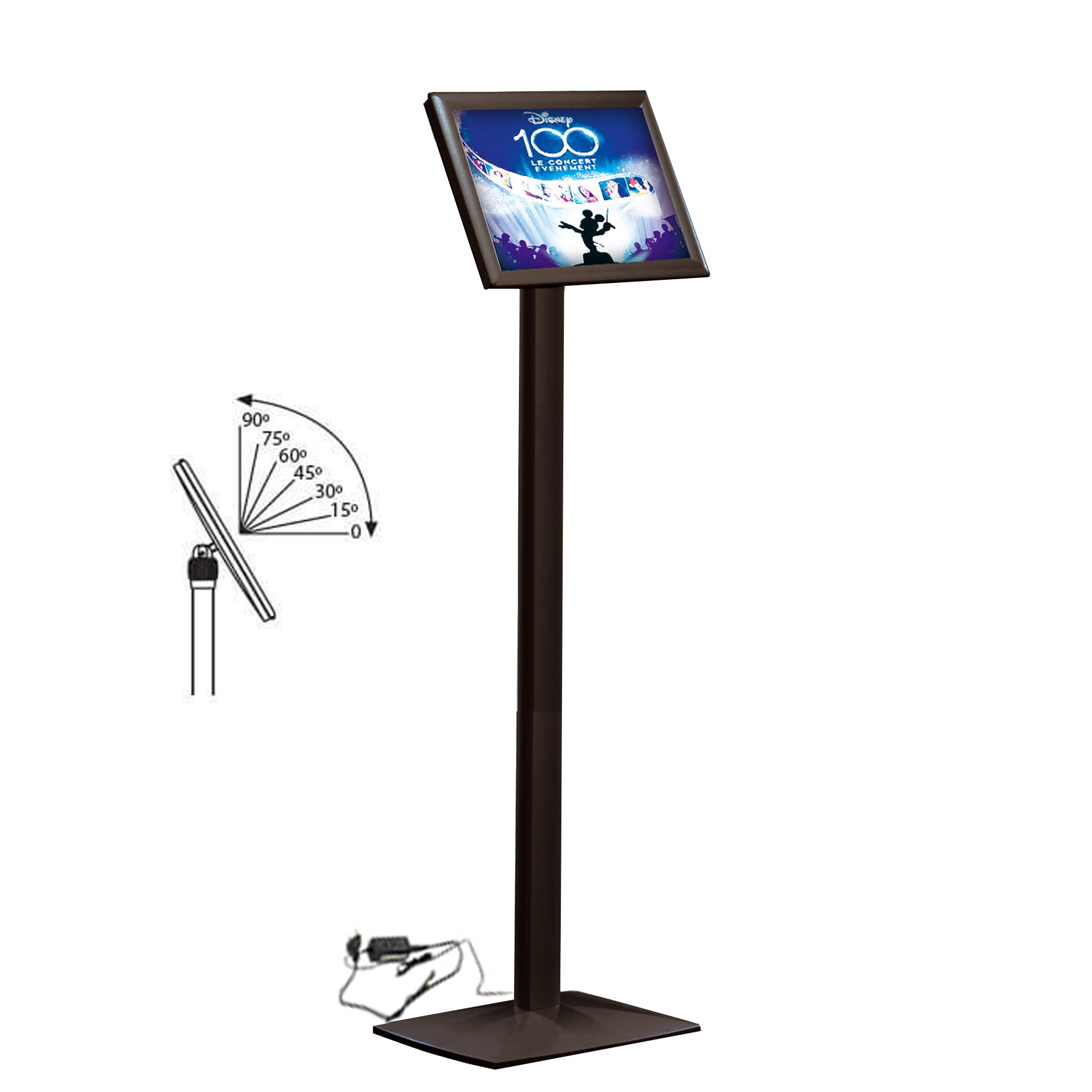 Porte-Message A4 LED - Noir Design Metallic Modulable Hauteur fixe
