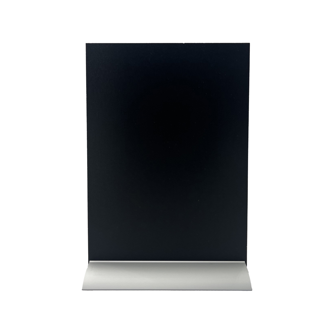 Porte visuel/menu Ardoise A4 Portrait Socle Alu Double-face