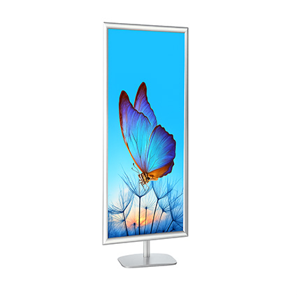 Porte-affiches / Porte-messages H180 cm Gris avec 1 cadre 160 x 60 cm