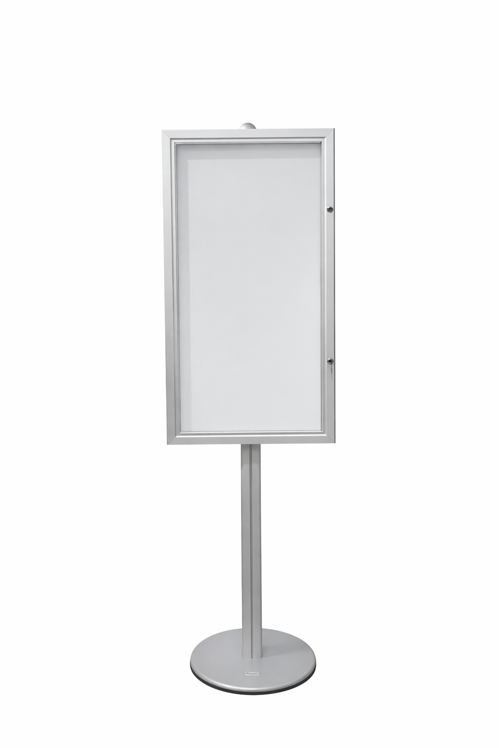 Vitrine sur Pied Aluminium GRIS - Fond Metal 6 Feuilles A4 H 190cm