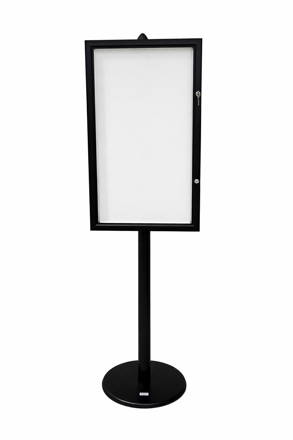 Vitrine sur Pied Aluminium NOIR - Fond Metal 6 Feuilles A4 H 190cm