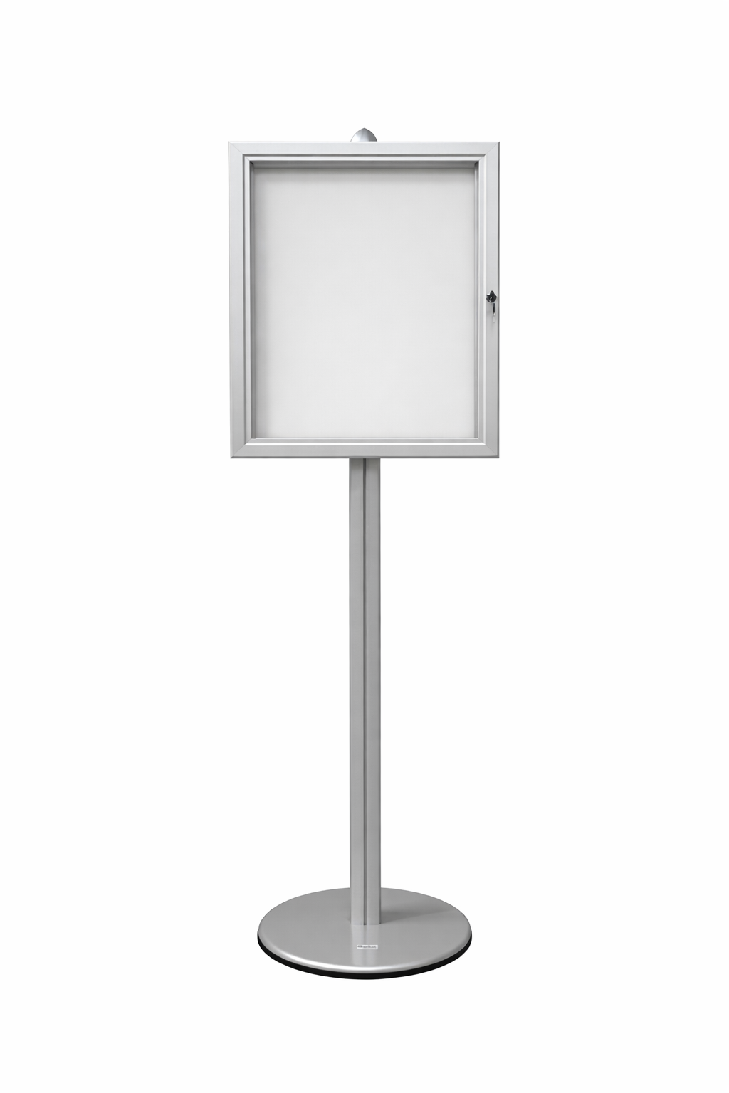 Vitrine sur Pied Aluminium GRIS - Fond Metal 4 Feuilles A4 H 190cm