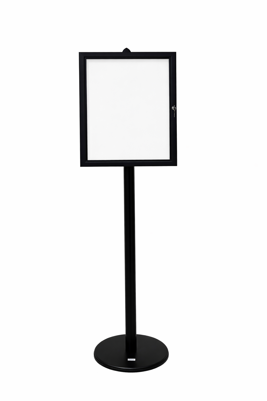 Vitrine sur Pied Aluminium NOIR - Fond Metal 4 Feuilles A4 H 190cm