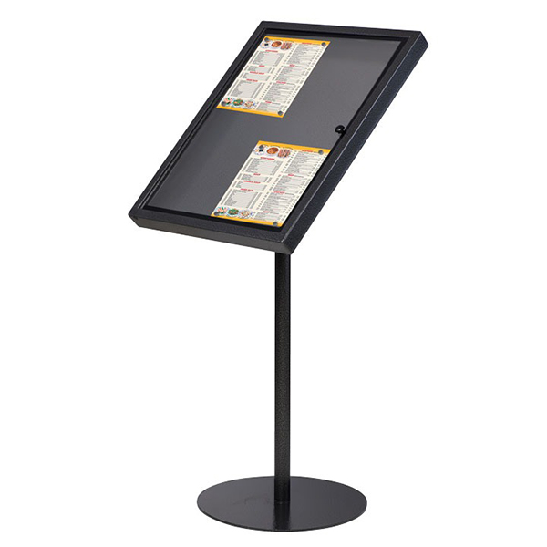 Porte Menus Restaurant sur Pied 4xA4 Portrait Noir Mat