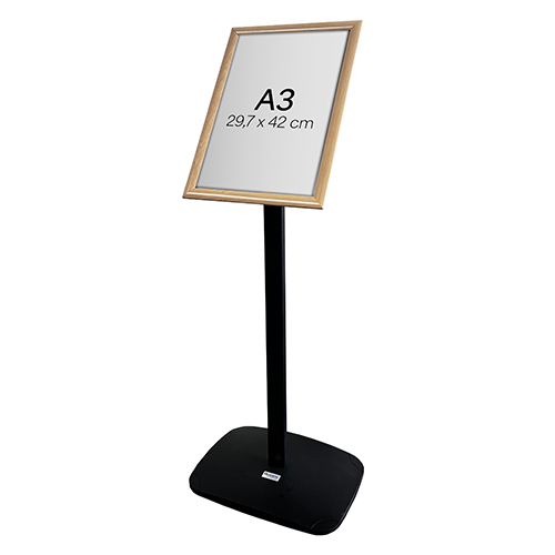 Porte-Message Incliné Pied Noir Clic-Clac A3 Bois Portrait/Paysage 