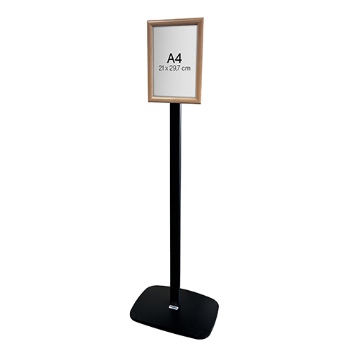 Porte-Message sur pied Noir 2 Faces Cadre Clic-clac Bois A4 133cm