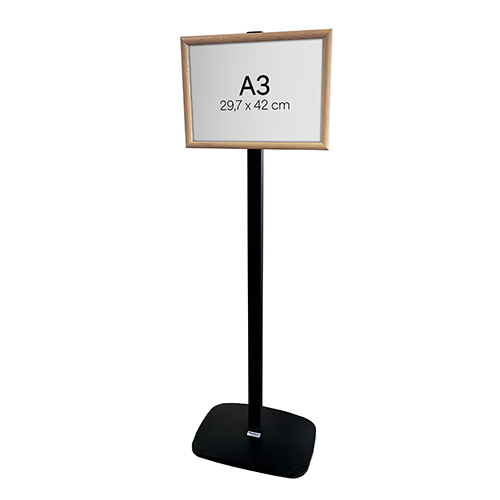 Porte-Message sur pied Noir Cadre Clic-clac aspect Bois 133 cm