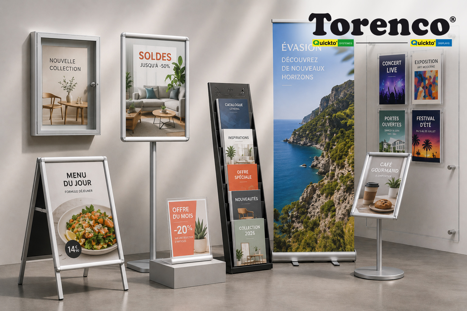 Produits disponibles immédiatement chez Torenco : le catalogue complet du grossiste PLV et signalétique
